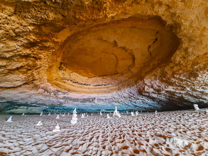 Golden light through the open roof of the Benagil sea cave